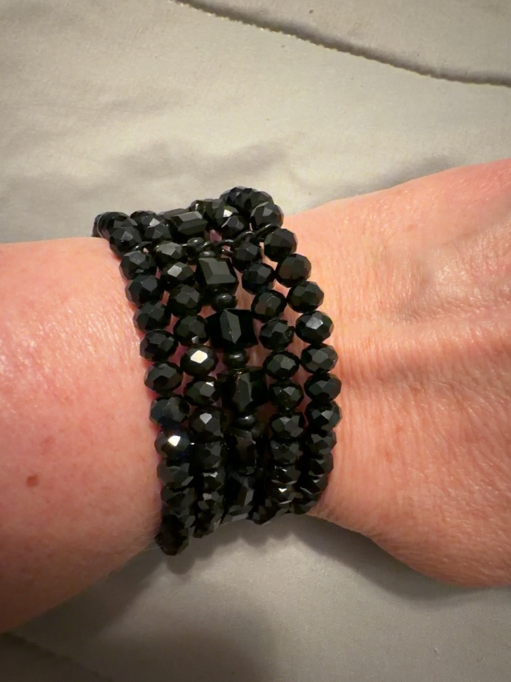 Black Faceted Bead Wrap Bracelet - Women Jewelry